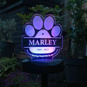 Personalised Dog Memorial Solar Light for pets.