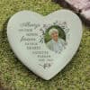 Floral heart-shaped resin dog memorial ornament with uploaded photo and personalised message