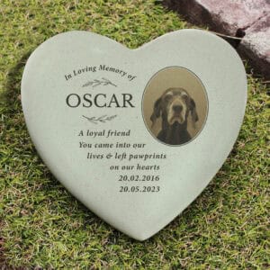 Personalised dog memorial ornament with photo and heartfelt message for Oscar.