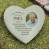Heart-shaped resin dog memorial ornament with In Loving Memory text