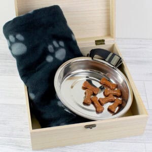 Personalised Dog Memorial Keepsake Box with Paw Print Design.