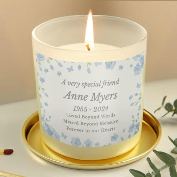 Personalised forget me not vanilla jar