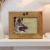 Oak finish 4x6 paw print dog memorial photo frame with personalised engraved message