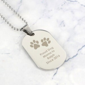 Personalised Paw Print Dog Memorial Necklace for loved pets.