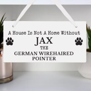 Personalised wooden dog memorial sign with paw prints for Jax.