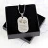 Stainless steel paw print dog memorial necklace with personalised engraving