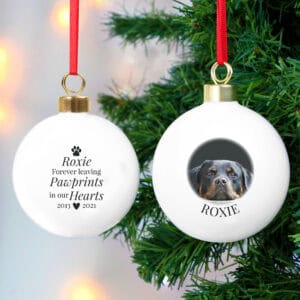Personalised Dog Memorial Bauble with Photo.