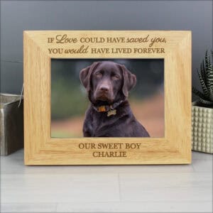 Personalised Wooden 6x4 Dog Memorial Photo Frame for Pets.